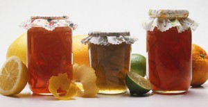 Jars with canned fruits