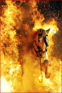 horse going through fire
