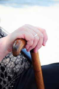 elder woman with cane