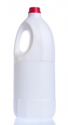 white plastic bottle of bleach