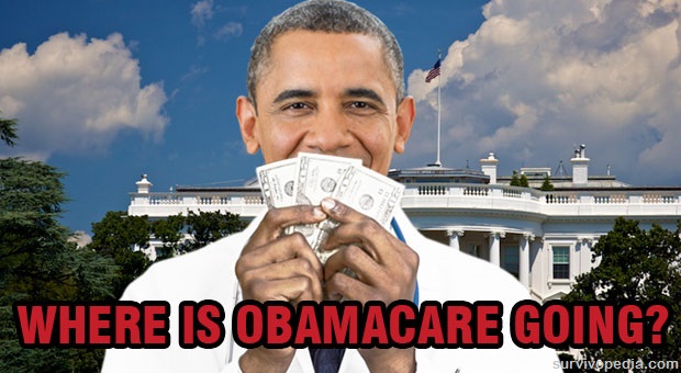 Obama dressed as a doctor holding dollar bills 