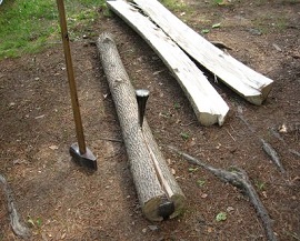 Log split lengthwise