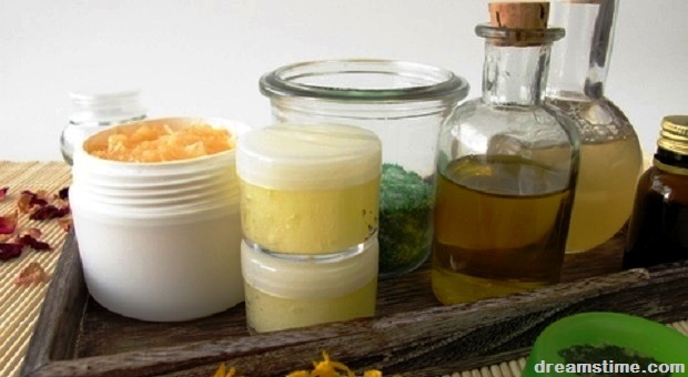 jars and bottles of homemade cures for pain