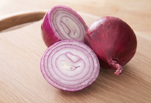 Sliced in half red onion
