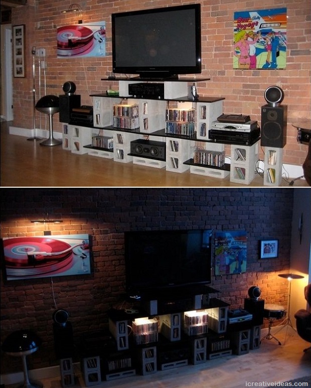 Cinder Block Entertainment Center