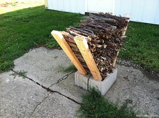 Cinder Blocks firewood storage