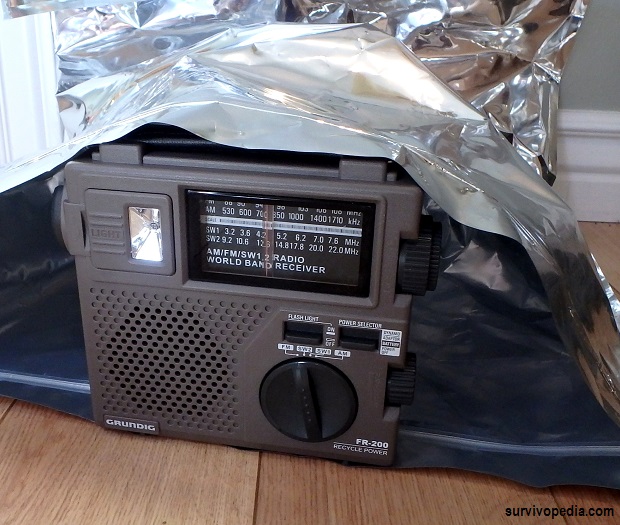 Radio 3 - Turned of and stowed in a Faraday bag or non-conductive lining and stored in a Faraday cage